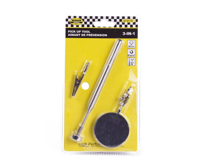 3-in-1 Greifwerkzeug: Magnet, Klemme & Spiegel, 13,5-64,5 cm Teleskop