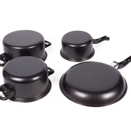 Pannenset 6-delig: 25cm koekenpan, 16cm steelpan, 2 pannen met deksel