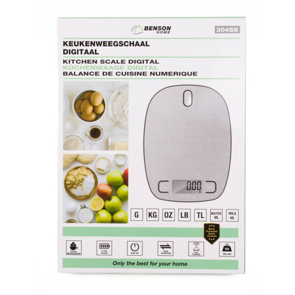 Digitale Keukenweegschaal, 5kg max, Multieenheden, Incl. Batterijen