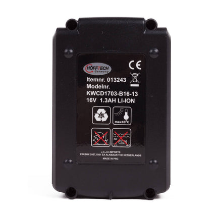 Accu 16V 1300 mAh Li-ion voor model 011613, ideaal voor gereedschap.