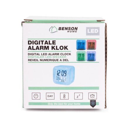 Digitale Wekker met LED Kleuren, Datum, Temp, Gevoed door AAA Batterijen