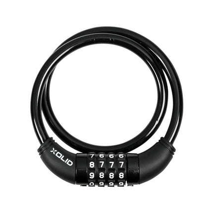 Xolid Kabel Cijferslot 10mm x 650mm Zwart, ideaal voor fietsbeveiliging.