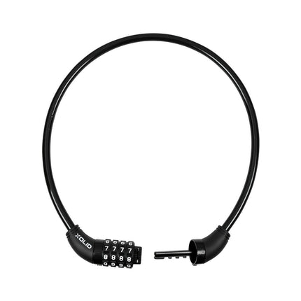 Xolid Kabel Cijferslot 10mm x 650mm Zwart, ideaal voor fietsbeveiliging.