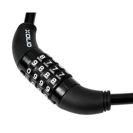Xolid Kabel Cijferslot 10mm x 650mm Zwart, ideaal voor fietsbeveiliging.