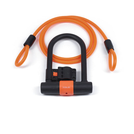 Xolid Beugelslot 180x245 mm + Kabel 12x1800 mm, Oranje, Fietsbescherming