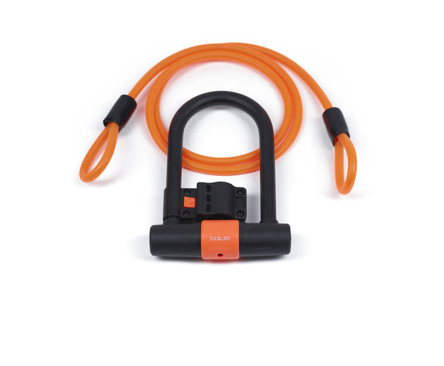 Xolid Beugelslot 180x245 mm + Kabel 12x1800 mm, Oranje, Fietsbescherming