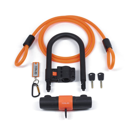 Xolid Beugelslot 180x245 mm + Kabel 12x1800 mm, Oranje, Fietsbescherming