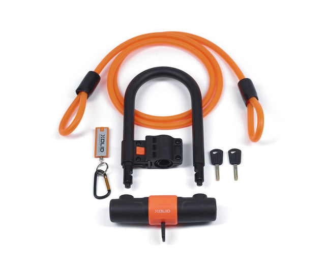 Xolid Beugelslot 180x245 mm + Kabel 12x1800 mm, Oranje, Fietsbescherming