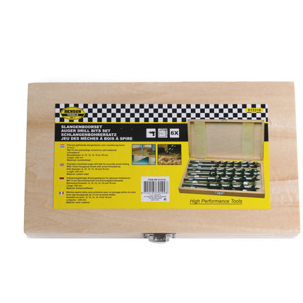 Boorset 6 dlg, 230 mm, slangenboor, 8-18 mm houtbewerking