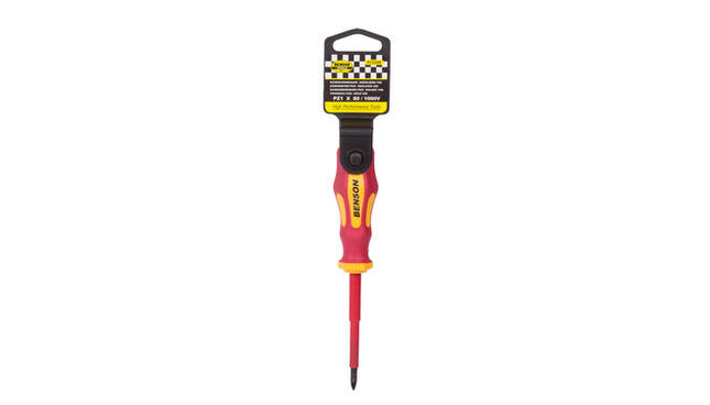 Schroevendraaier PZ1 x 80mm VDE, tot 1000V, ideaal voor elektriciens.