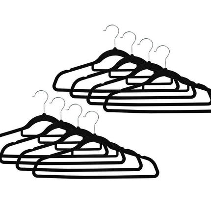 Zwart Velours Hangers 10 Stuks: 360° Haak, Anti-Slip, 44,5 cm Lang