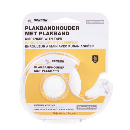 Plakbandhouder 18mm x 20m, ideaal voor thuis- en kantoorgebruik.