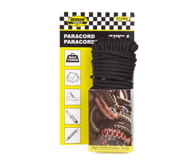 Paracord Touw 3mm x 15m Zwart, Sterk voor Outdoor en DIY projecten.