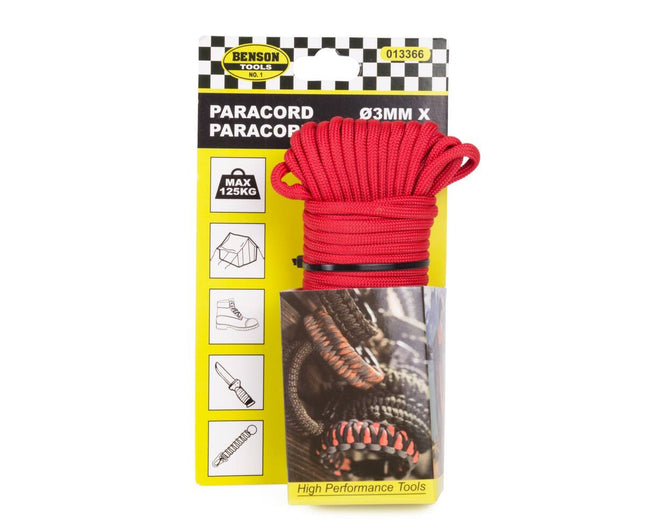 Paracord 3mm x 15m Rood - Ideaal voor Kamperen & Creatieve Projecten