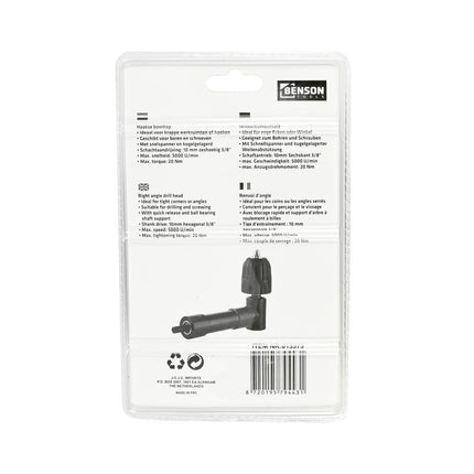 Haakse Boorkop 3/8" - Voor Krappe Hoeken, 5000 U/min, 20 Nm