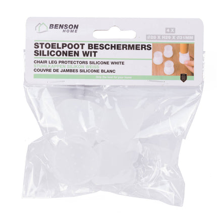 Witte Siliconen Stoelpoot Beschermers, Anti-Kras, Ø28x31mm, Stil Schuiven