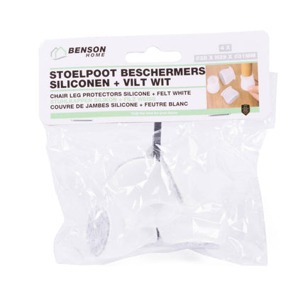 Witte Siliconen Stoelpoot Beschermers, Anti-Kras, Ø28 mm, Geluidsreductie