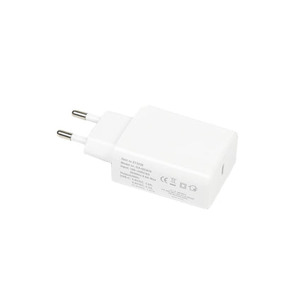 Witte USB-C Lader 5V/2.2A, ideaal voor smartphones en tablets.