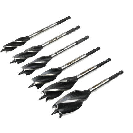 6-delige Houtspiraalboor Set 165 mm, 4 Voorsnijders, 6 Boordiameters