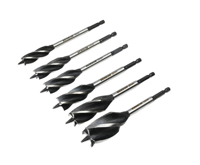 6-teiliges Holzspiralbohrer-Set 165 mm, 4 Vorschneider, 6 Bohrdurchmesser
