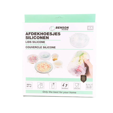 Siliconen Rekbare Afdekhoesjes 6-delig, 6-19,5 cm, Vaatwasserbestendig