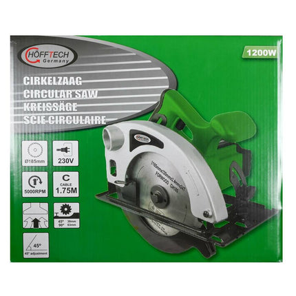 Cirkelzaag 1200W ø185 mm - Perfect voor Nauwkeurige Houtbewerking