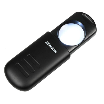 Loupe LED 8X 35mm met ingebouwde LED-lamp en 3X LR44 batterijen.