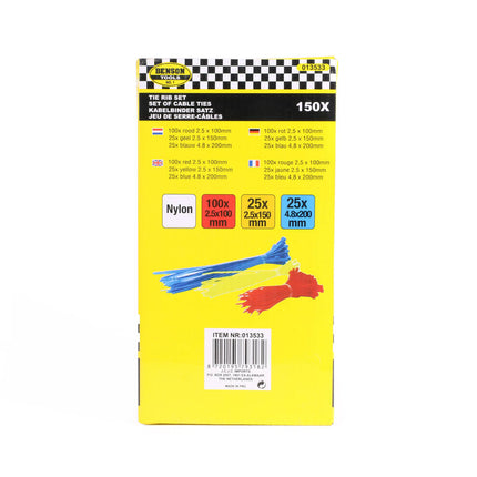 Tie Ribs Set 150 dlg: 100x 100mm, 25x 150mm, 25x 200mm, multi-use.