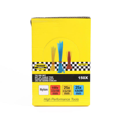 Tie Ribs Set 150 dlg: 100x 100mm, 25x 150mm, 25x 200mm, multi-use.