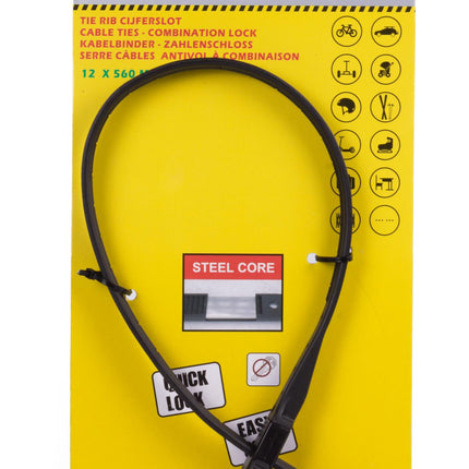 Kabel cijferslot tie rib Rocksolid 12 x 560 mm – verstelbaar