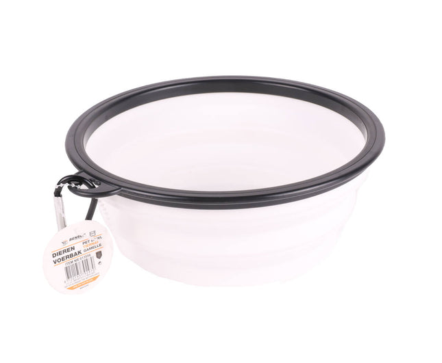 Opvouwbare Siliconen Dierenvoerbak 19cm, 1000ml, Compact voor Reizen