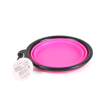 Opvouwbare Dierenvoerbak 13cm Pink, 350ml, Incl. Karabijnhaak