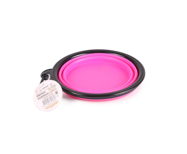 Opvouwbare Dierenvoerbak 13cm Pink, 350ml, Incl. Karabijnhaak