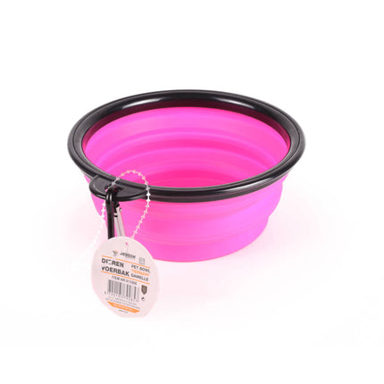 Opvouwbare Dierenvoerbak 13cm Pink, 350ml, Incl. Karabijnhaak