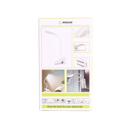 LED Klemlamp 3W, Flexibele Hals, Dimbaar, Oplaadbaar, USB Klem