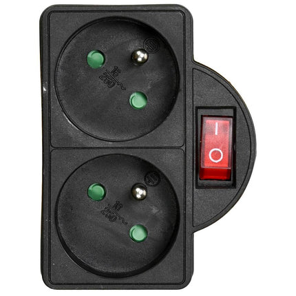 A-pin Steckdose + Schalter Schwarz 230V, ideal für den BE/FR-Markt