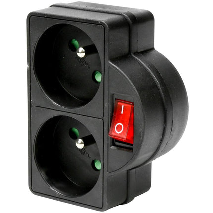 A-pin Steckdose + Schalter Schwarz 230V, ideal für den BE/FR-Markt