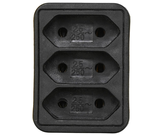 Stekker Triplo Zwart, 3x Platte Aansluiting, 1500W, Voor Elektronica