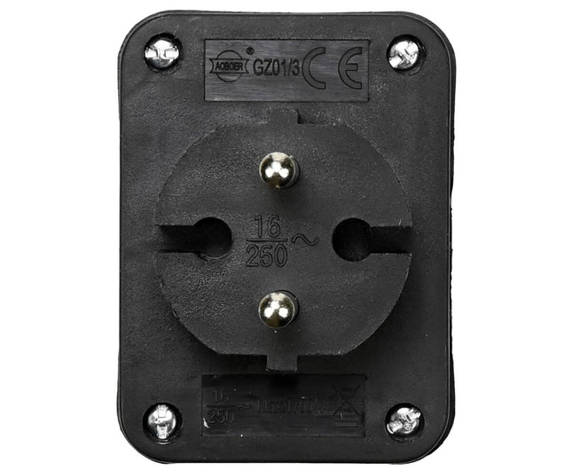 Stekker Triplo Zwart, 3x Platte Aansluiting, 1500W, Voor Elektronica