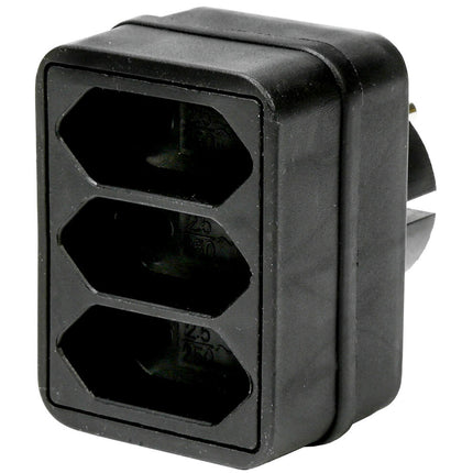 Stekker Triplo Zwart, 3x Platte Aansluiting, 1500W, Voor Elektronica