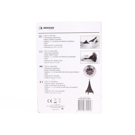 Solar LED Grondspot IP44: 8 LED, Ø12cm, Tuinverlichting op Zonne-energie
