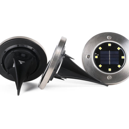 3x Solar LED Grondspot IP44, 8 LED's, Ø12cm, Terrasverlichting