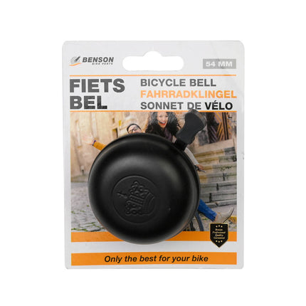 Fietsbel 54mm Mat Zwart, Metaal, Krachtig Geluid, Eenvoudige Montage