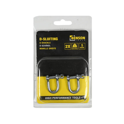 D-sluiting 5 mm 2-dlg, 80 kg, Q235 staal, ideaal voor touwverbindingen