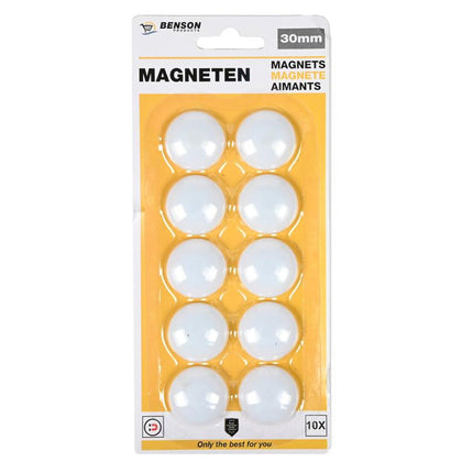 Magneet 30 mm 10 dlg wit – Diameter 30mm, 30mm