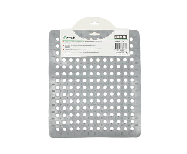 Gootsteenmat PVC 25x29 cm Grijs - Beschermt Servies in Gootsteen