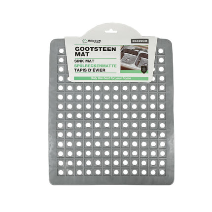 Gootsteenmat PVC 25x29 cm Grijs - Beschermt Servies in Gootsteen