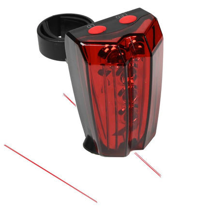 Fietsachterlicht: 5 LED's, Laserfunctie, IPX3 Waterdicht, AAA-batterijen