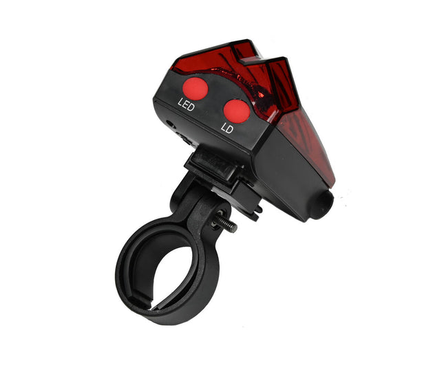 Fietsachterlicht: 5 LED's, Laserfunctie, IPX3 Waterdicht, AAA-batterijen
