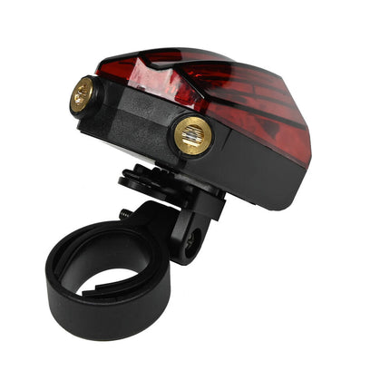 Fietsachterlicht: 5 LED's, Laserfunctie, IPX3 Waterdicht, AAA-batterijen